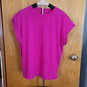 Pink Boxy Cap Sleeve Muscle Tee